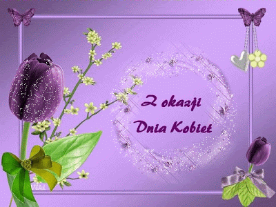 Fioletowy błyszczący tulipan z okazji dnia kobiet